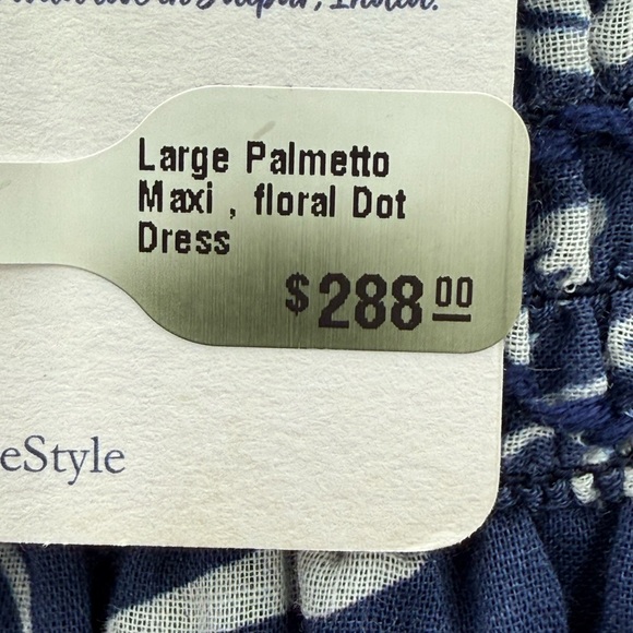 La Plague Palmetto Maxi-Floral Dot Dress Boho Sleeveless Sundress Size Large - Picture 7 of 16